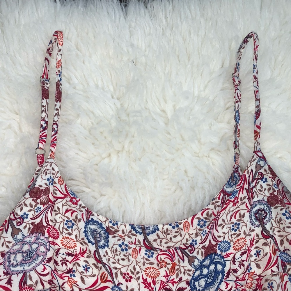 Ace Delivery Women’s Small Red Floral Spaghetti Strap Drawstring Waist Dress - Picture 4 of 11